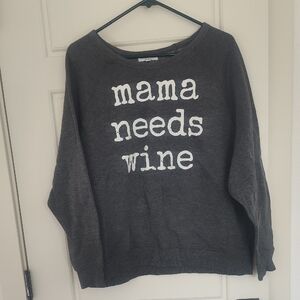 Grayson Threads Charcoal Sweater with Wine Text